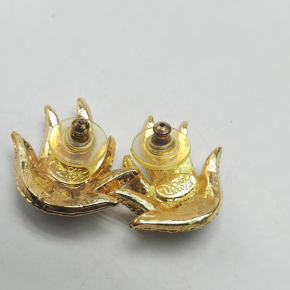 Joan Rivers Gold-Tone Clear Crystal Flame Earrings Vintage Style - Picture 3 of 4